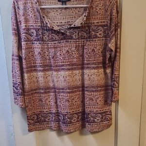 Chaps Women's Boho Tunic - Purple and Cream